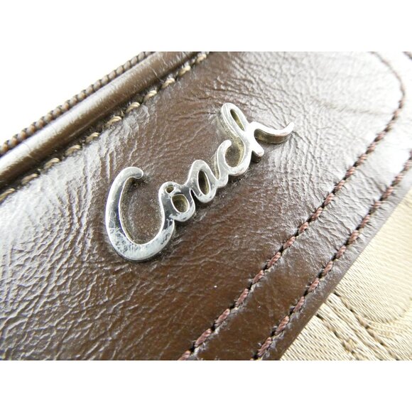 Coach Signature Khaki Brown Ashley Wristlet - Picture 7 of 12